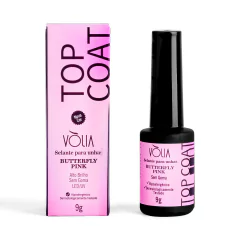 Top coat Vólia Butterfly Pink Holográfico 9g