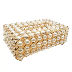 Caixa organizadora Porta algodão Mascara Metal Rose Perolas