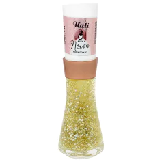Esmalte Nati Lá Vem a Noiva Noiva do Ano Glitter Dourado 8ml