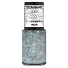 Esmalte Cora Techcolors New Glitter Brilho de Prata