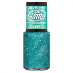 Esmalte Cora Techcolors New Glitter Glow Verde Água 9ml