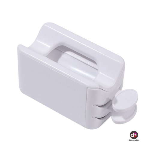 Dispenser branco para glitter e decorações de unhas com design compacto e alça integrada