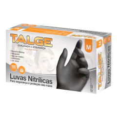 Luvas Nitrílica Preta Sem Pó Talge Proteção e Qualidade M