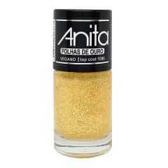 Top Coat Anita Folhas de ouro Joias da Anita gliter dourado