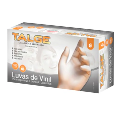 Luvas de Vinil Sem Pó Talge Proteção e Qualidade 100 un G