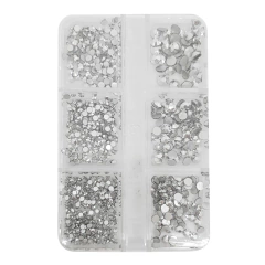 Unhas decoradas Strass prata para decoração 6 tamanhos BZ09