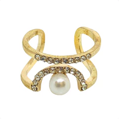 Anel para Decoração de Fotos de Unhas e Manicure Pérola Dourada 563-1