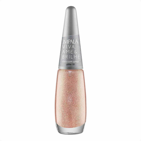 Esmalte Impala Viva Ame e Brilhe Viva Com Amor Glitter 3D