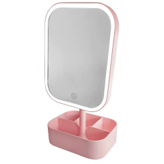 Espelho de maquiagem de mesa Luz Led Mirror quadrado Rosa