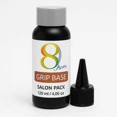 Frasco de gel base Grip Base da marca Aprés, 120ml, com bico aplicador ao lado.