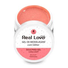 Gel de unha Glitter Real Love Nº4 Nude Glitter de Unhas 15ml