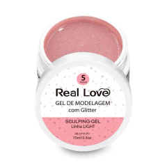 Gel de unha Glitter Real Love Nº5 Nude Glitter de Unhas 15ml