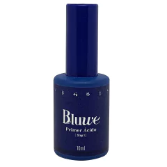 Frasco do Primer Ácido Bluwe, desidratador de unhas, com 10ml e tampa azul, ideal para unhas de gel.