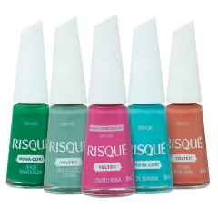 Kit Esmaltes Risque Coleção Voltei 5 Cores