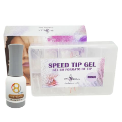 Unha de Gel Piubella Speed Tip Gel Grip Base Square Quadrada