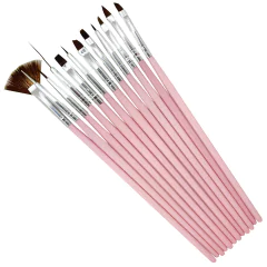 Kit Pincel de Unhas Artístico Manicure Gel Acrigel 12 Pinceis