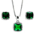 Conjunto Aros y Dije Crystal Esmeralda