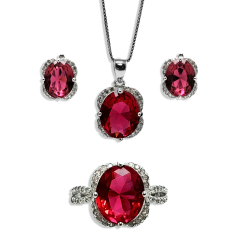 Conjunto NARCISO SIAM de Anillo, Aros y Colgante Micro Crystals