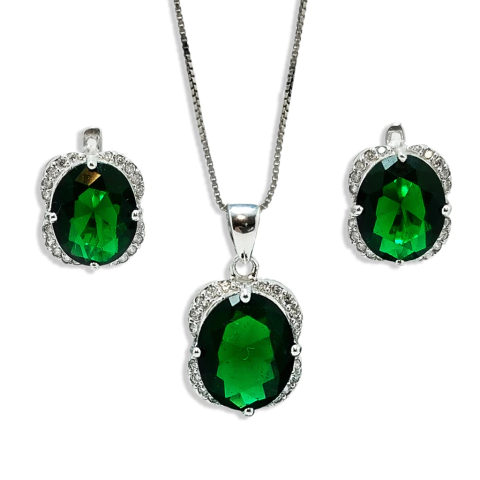 Conjunto NARCISO EMERALD de Aros y Colgante Micro Crystals