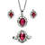 Conjunto PEONIA de Aros, Anillo y Colgante PLATA 925 Micro Crystals