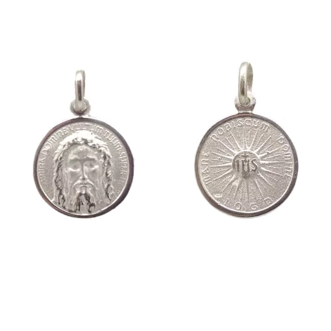 Medalla Santo Rostro de Jesús - Doble Faz - Plata blanca 925 - 18mm - comprar online