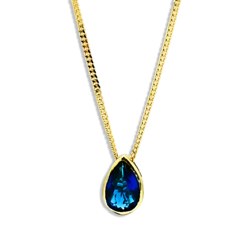 Collar PEAR BERMUDA BLUE 18k