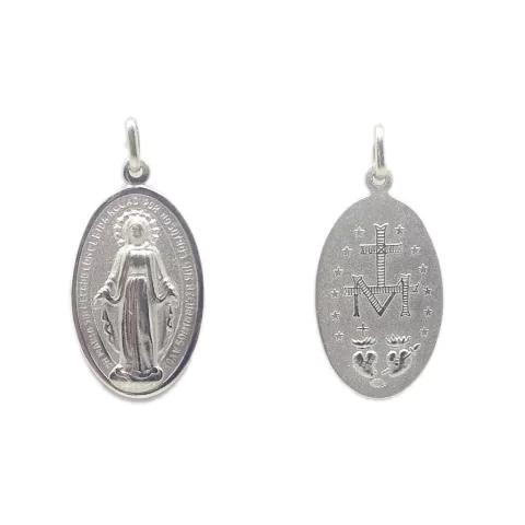 Medalla Virgen Milagrosa - Doble Faz - Plata 925 Blanca - 18mm - comprar online