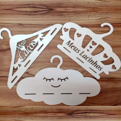 Cabide Porta Laço Mdf Branco, Meus Lacinhos , Kit Com 10 Unidades