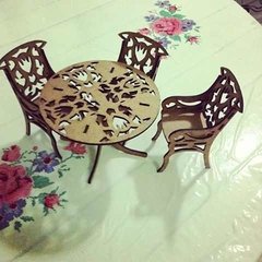 Imagem do Conjunto Mesa e 4 Cadeiras P/montar | Corte a Laser | MDF