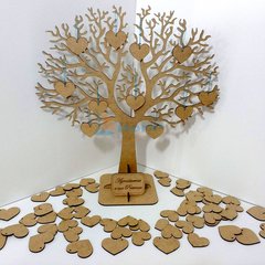 Árvore De Assinaturas Casamento + Plaquinha + 120 Corações