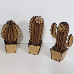 Mini Cactus Mdf - Kit Com 5 Unidades 16 Cm Com Vasinho na internet