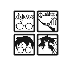 Kit 10 Mini Quadros Decorativo Harry Potter 3mm Vazado MDF Preto 58x22cm - LitoralLaser Corte Laser