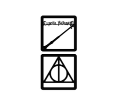 Imagem do Kit 10 Mini Quadros Decorativo Harry Potter 3mm Vazado MDF Preto 58x22cm