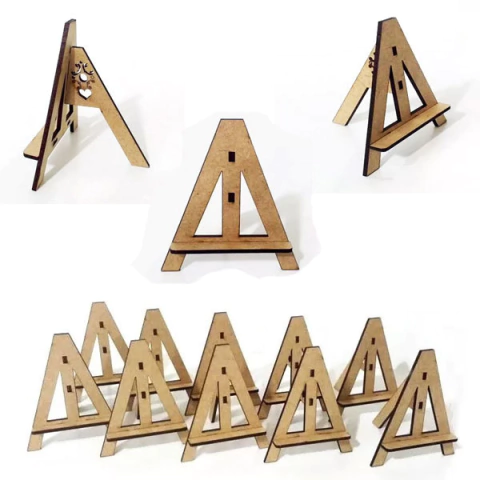 10x Mini Cavalete Em Mdf Cru 3mm Decoração 10 Cm Altura