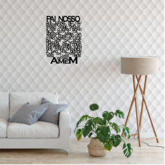 Quadro Pai Nosso mdf preto decoração parede sala