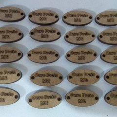 KIT COM 2000 APLIQUES 2,5x1,5cm EM MDF CORTADO A LASER COM 2 FUROS