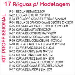 Réguas Corte Costura e modelagem PROFISSIONAL KIT COM 17 UNIDADES