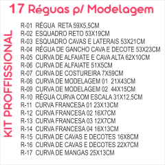 Réguas Corte Costura e modelagem PROFISSIONAL KIT COM 17 UNIDADES MDF BRANCO