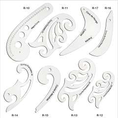 Imagem do Réguas Corte Costura e modelagem PROFISSIONAL KIT COM 17 UNIDADES MDF BRANCO