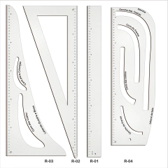 Réguas Corte Costura e modelagem PROFISSIONAL KIT COM 17 UNIDADES MDF BRANCO - LitoralLaser Corte Laser