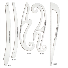 Réguas Corte Costura e modelagem PROFISSIONAL KIT COM 17 UNIDADES MDF BRANCO - loja online