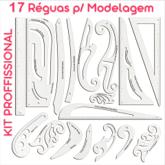 Réguas Corte Costura e modelagem PROFISSIONAL KIT COM 17 UNIDADES MDF BRANCO - comprar online