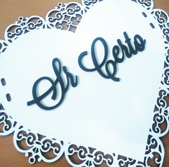 PLACA DAS CAEIRAS DOS NOIVOS - FLORAL - SR CERTO E SRA CERTA LETRAS RELEVO 35x35cm - loja online
