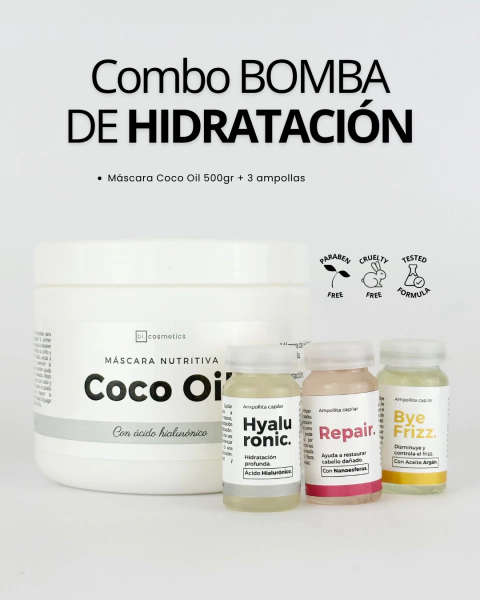 Bomba de HIDRATACIÓN - Máscara Coco + 3 ampollas - comprar online