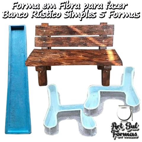 Pacote de Formas para fazer Banco Rústico Simples 5 Formas