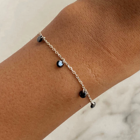 pulsera con dijes cristales negros (Cod p146)