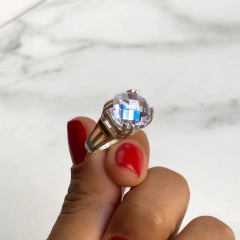 anillo solitario plata y oro (cod AN329) - comprar online