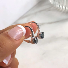 aros brizura con cubic negro y blancos (cod ar338) - ANDREOLI JOYERIA 