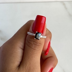 anillo medio sin fin con cubic central negro (cod an365) en internet