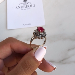 anillo con piedra raiz de rubi engarzada (cod an249) - ANDREOLI JOYERIA 